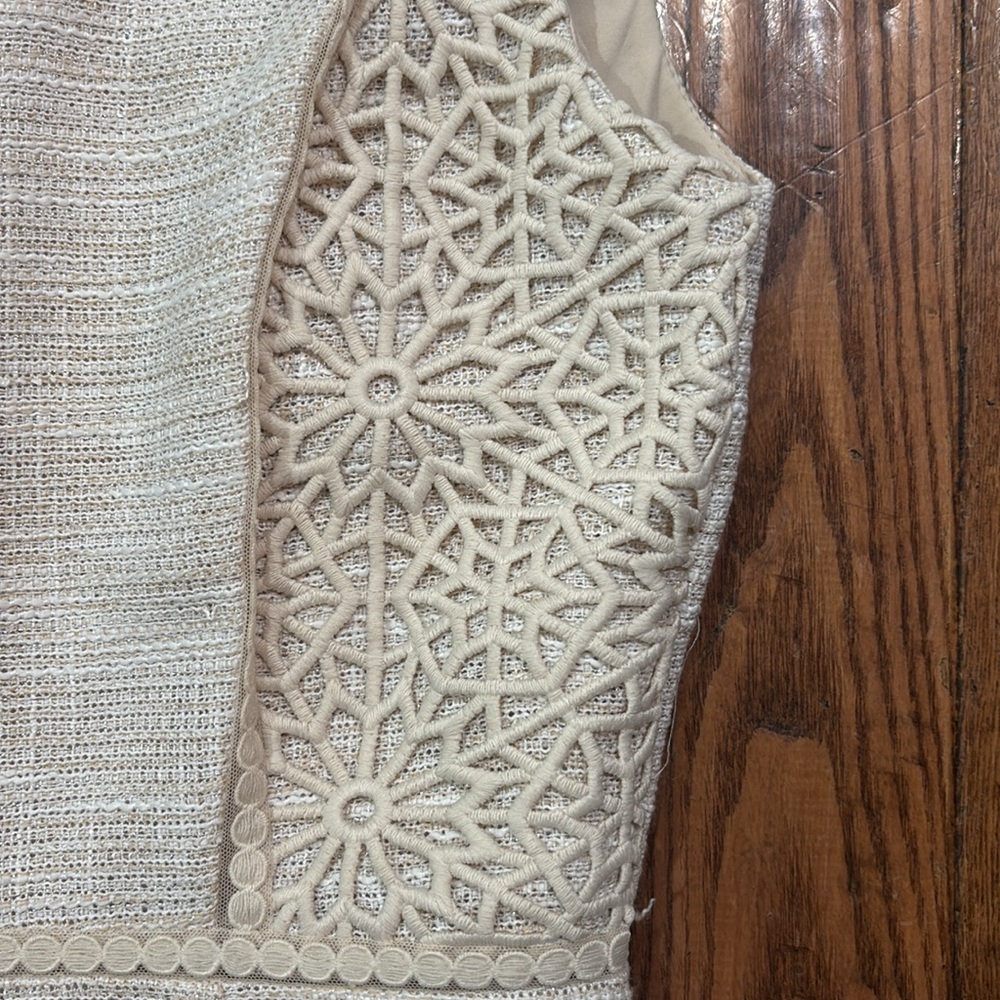 ANTONIO MELANI Cream Lace-Trimmed Midi Dress - Picture 3 of 6